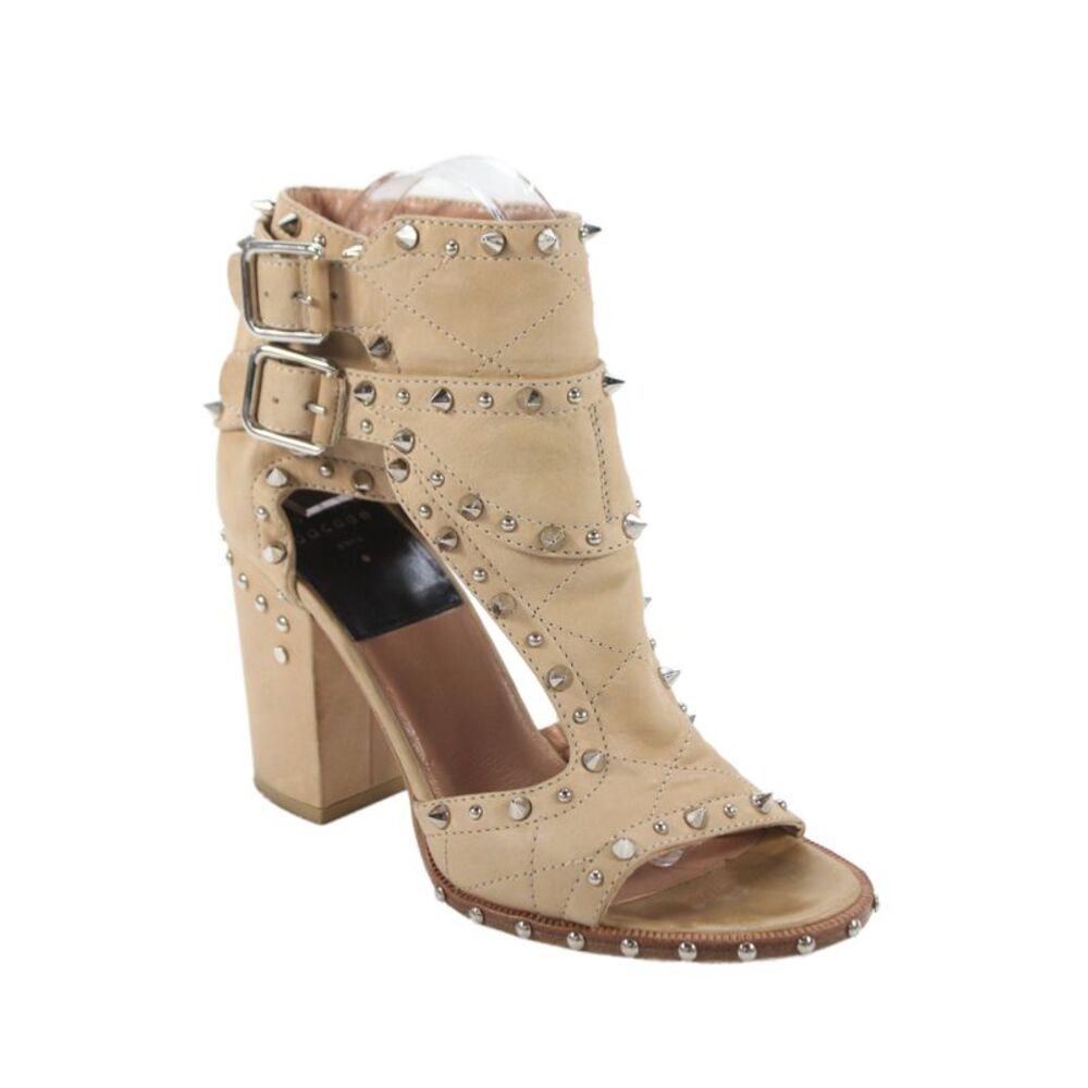 Laurence Dacade Womens Leather Studded Sandals Heels Beige Size 37 7